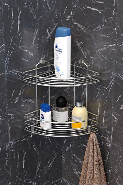 Teknotel Iki Katlı Kancalı Banyo Rafı Paslanmaz Inox Bk022h