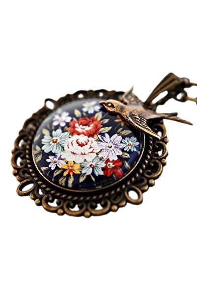 LADYMİRAGE قلادة على الطراز العتيق مع تصميم بوكيه