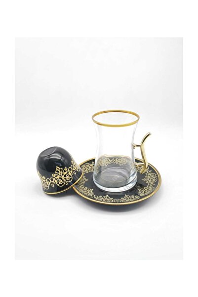 ÖzcamKristal 18 Parça 6 Kişilik Desenli Çay Takımı