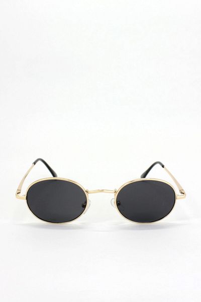 Makro Optik Women's Black Gold Metal Framed Ellipse Sunglasses
