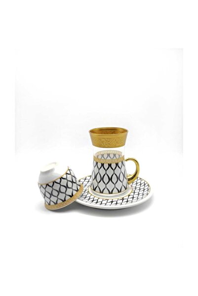 ÖzcamKristal 18 Parça 6 Kişilik Desenli Çay Takımı