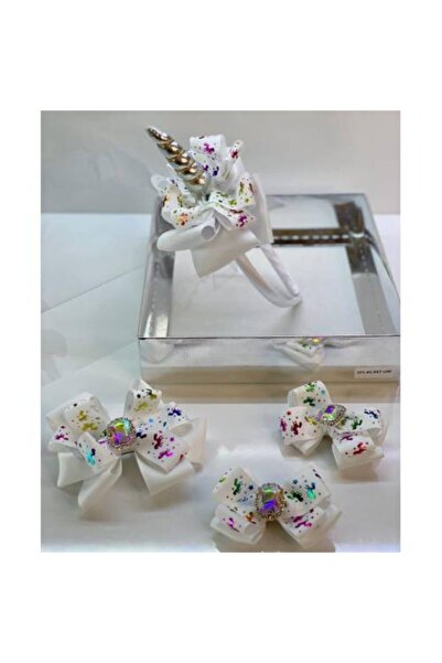 QUEEN AKSESUAR Λευκό σετ αγκράφες με κρυστάλλινες πέτρες 4 τεμαχίων με μονόκε...