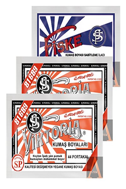 Viktoria Kumaş Boyası 2 Paket Portakal+1 Paket Sabitleyici Fiske