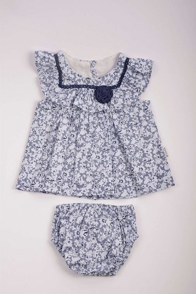 Capps Baby Floral Patterned Dress Pantyhose Set Lilac
