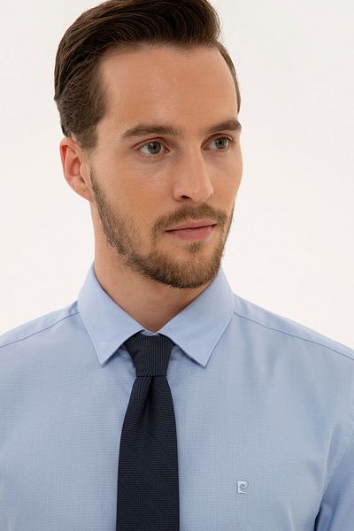 Pierre Cardin Ανοιχτό μπλε πουκάμισο Dobby Slim Fit