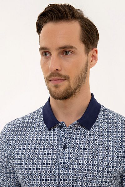 Pierre Cardin Tricou slim cu gât polo bleumarin