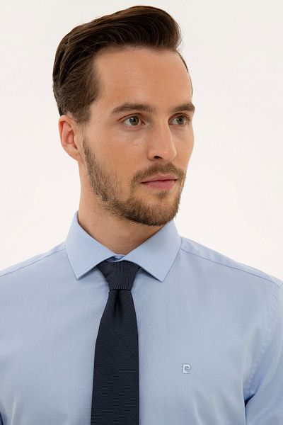 Pierre Cardin Ανοιχτό μπλε πουκάμισο Dobby Slim Fit