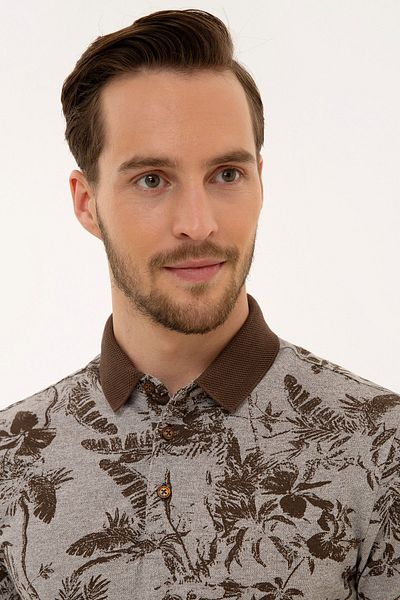 Pierre Cardin Καφέ T-Slim Fit Polo Lack T-shirt