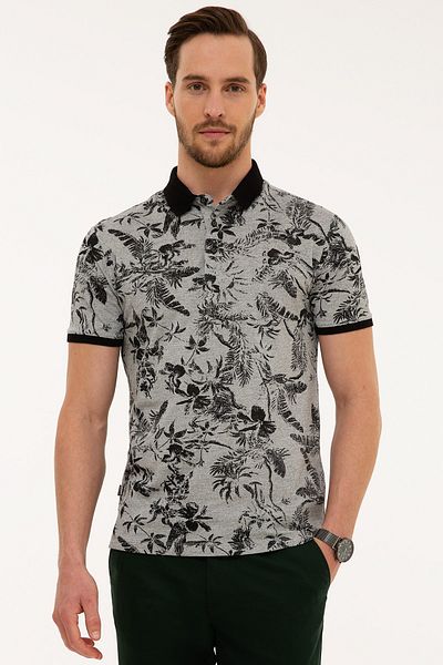 Pierre Cardin Μαύρο Slim Fit T-Shirt Polo λαιμόκοψη