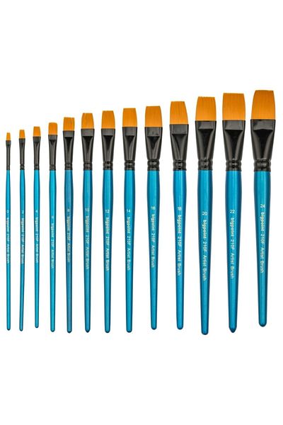 Bigpoint 210f Series Synthetic Bristle Flat Cut Brush No: 0-2-4-6-8-10-12-14-16-18-20-22-24 (Set of 13)