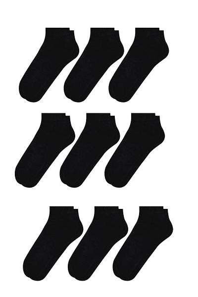 socksbox Ανδρικές κάλτσες χωρίς ραφές μαύρες μποτάκια 9 Συσκευασία