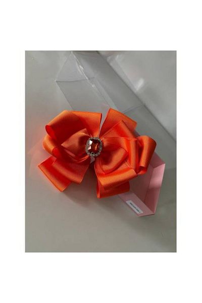 QUEEN AKSESUAR Orange Crystal Stoned Mother Girl Baby Gift Clip Buckle