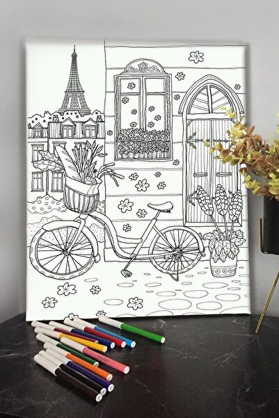 KanvasSepeti Paris 2 40x30cm Çocuklar Için Özel Boyanabilir Tablo Tuval Manda...