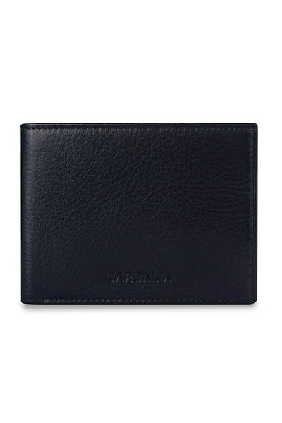 Garbalia Chapel Genuine Leather Classic Navy Blue Men's Wallet with Coin Compartment