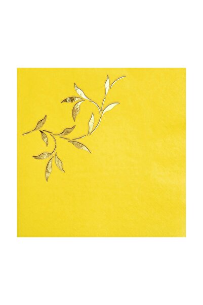 Story 16 عبوة مناديل ورقية صفراء اللون بنمط أوراق الشجر الذهبية مقاس 33 × 33 سم