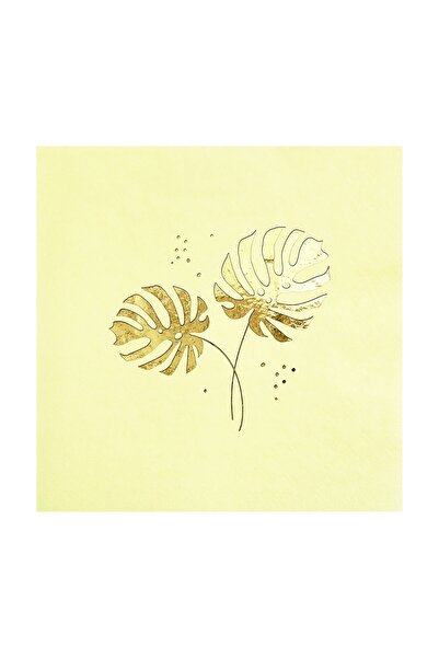 Story ورق الذهب مونستيرا منقوشة 16 حزمة مناديل ورقية ملونة كريمية 33 × 33 سم