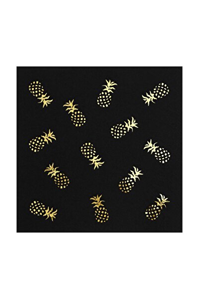 Story عبوة من 16 منديل ورقي باللون الأسود مقاس 33 × 33 سم على شكل أناناس ورق ذهبي