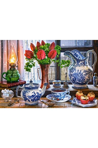 Castorland Puzzle Castorland 1500 Parça Porselen Çay Seti Ve Laleler Puzzle