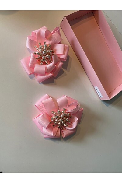 QUEEN AKSESUAR Pink 2-Piece Pearl Stone Collar Buckle