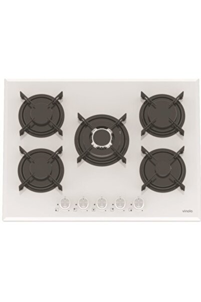 Vinola 7010-01b Beyaz 70 Cm 5 Gözlü Cam Ankastre Ocak