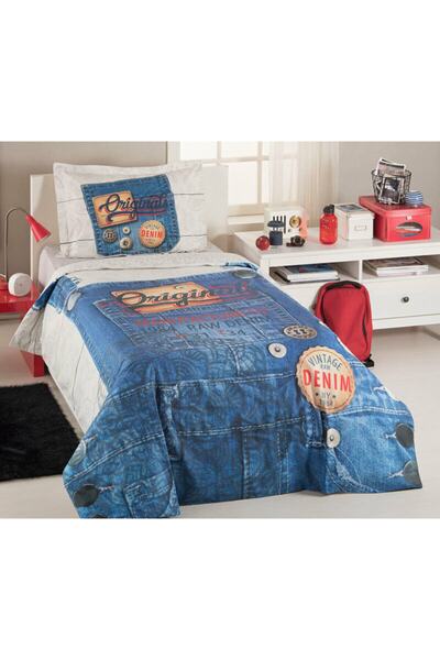 Özdilek Tek Kişilik Genç Ranforce Nevresim Takımı-salopet Mavi