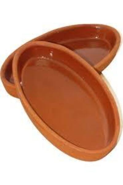 Genel Markalar Toprak Sırlı Kayık Tabak 2'li Oval 24 cm