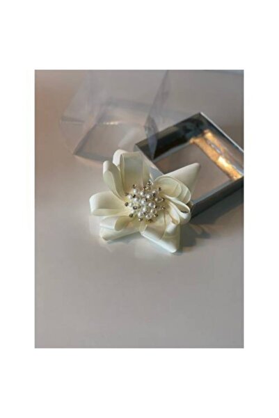 QUEEN AKSESUAR Cream Pearl Stoned Mother Girl Baby Gift Clip Buckle