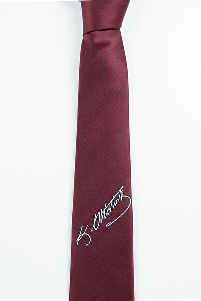 Gaffy Bordo Renk Atatürk Imzalı Kravat