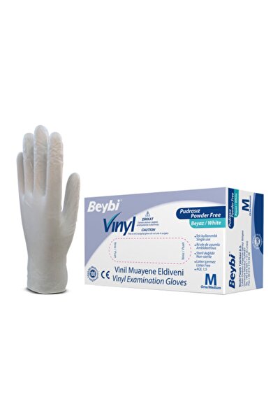 Beybi Pudrasız Vinil Muayene Eldiveni - 100'lük Kutu M BEDEN
