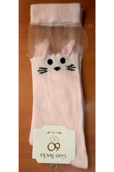 Goo Socks Детски чорапи до коляното с шарка на котка от тюл