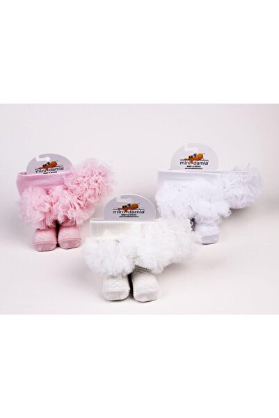 Minidamla Baby Girl Kokoş Headband Socks Set White
