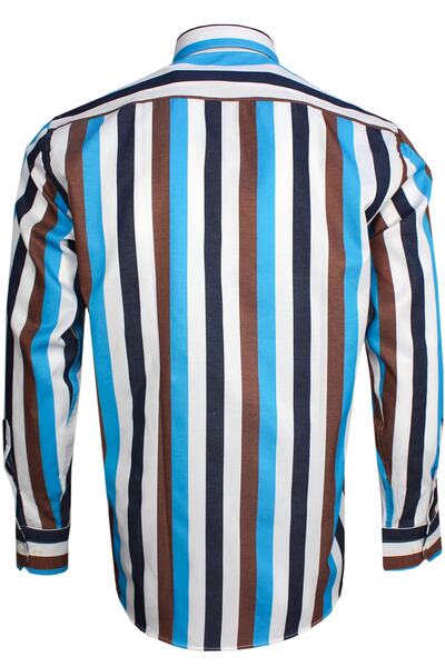 Varetta Чоловіча синя сорочка з довгими рукавами, класичний крій, у смужку