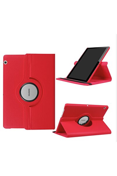 UnDePlus Samsung Galaxy Tab A 10.1 (2019) T510 T515 T517 Kılıf 360 Dönebilen Standlı Case Kırmızı