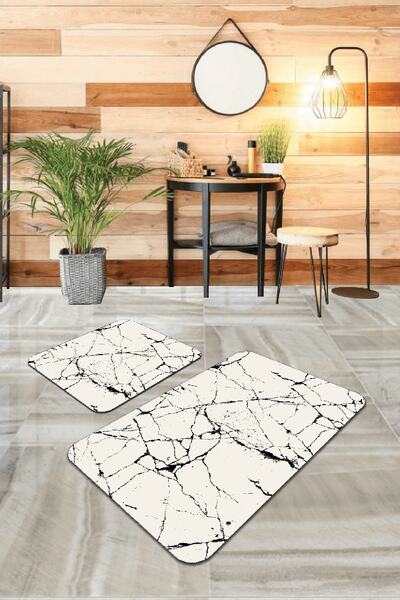 RugViva Digital Bathroom Rug Toilet Set 2 Piece Mat Set Bs321 60x90cm + 60x60cm