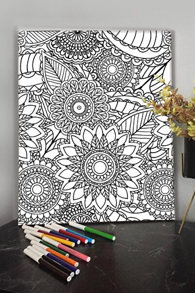 KanvasSepeti Desen 2 40x30cm Çocuklar Için Özel Boyanabilir Tablo Mandala Tab...