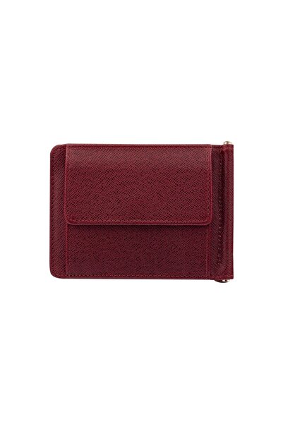 Vianel New York Rangers Saffiano Leather Claret Red Card Holder Wallet with M...