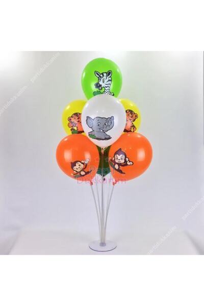 Parti Furyası 1 7-Piece 75 Cm Balloon Stand and 7 Safari Balloon Set