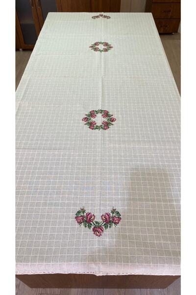 Efesan 160x220 Masa Örtüsü (bordo Kanaviçeli)