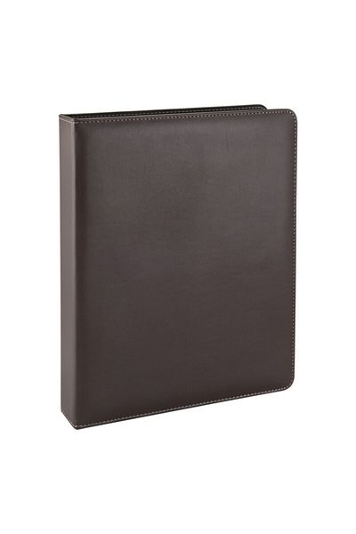 2K A4 Artificial Leather 2-Ring Elite Document Presentation Folder (250 Sheets Capacity) - Brown