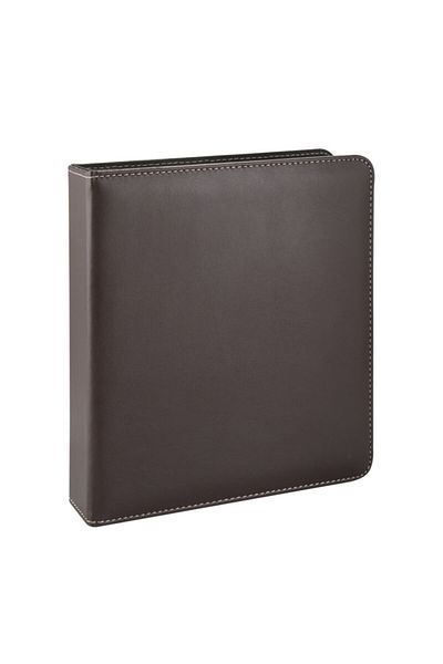 2K A5 Small Size Faux Leather Elite Document Presentation Folder with 2 Rings (250 SHEETS CAPACITY) - Brown