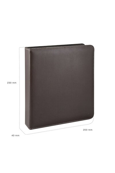 2K A5 Small Size Faux Leather Elite Document Presentation Folder with 2 Rings (250 SHEETS CAPACITY) - Brown