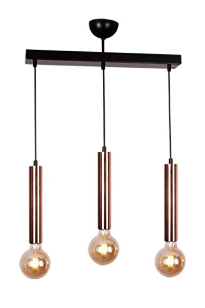 RETRO STYLE Botan 3 Lü Sıralı Avize Bronz