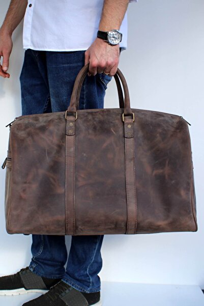 LYDOS BAG Heron Retro Açık Kahve Hakiki Deri Valiz