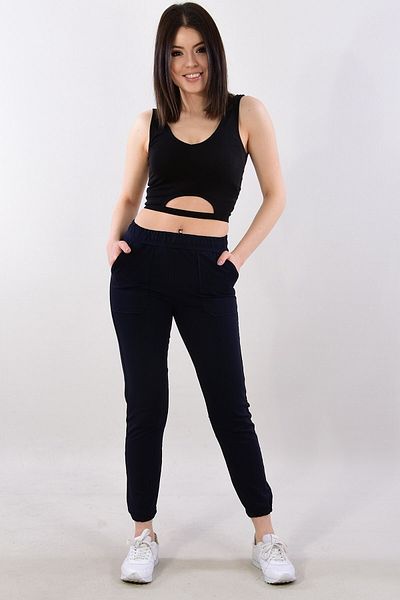 ModaPlaza Γυναικείο παντελόνι με ελαστικό πόδι Navy Blue 2623
