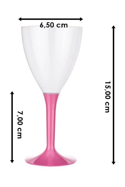 Roll-Up Roll Up Pink Footed Plastic Wine Glass 10 Pcs