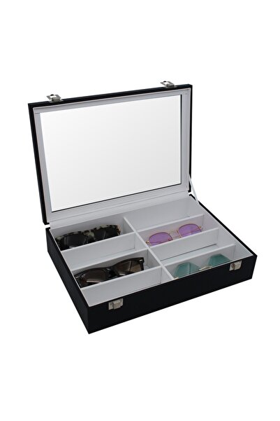 STAND MARKET Gözlük Kutusu 8'li Rugan Siyah Içi Beyaz