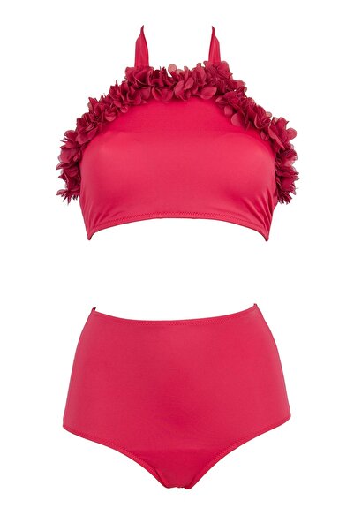 Lovekini Beachwear Ella R|r Kırmızı Çiçekli Çocuk Bikini