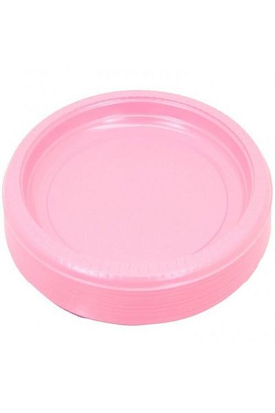hediyehobihersey 22 cm Pink Plastic Plate - Pack of 25