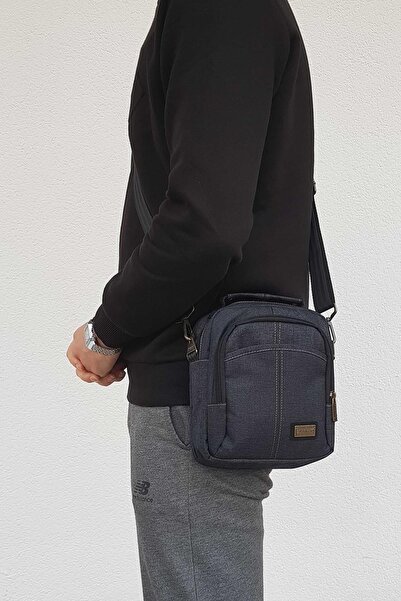 SEVENTEEN Seven Teen Erkek Çapraz Askılı Çanta Kot Kumaş Siyah 4979