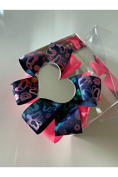 QUEEN AKSESUAR Neon Pink Mirror Figured Heart Girl Baby Collar Buckle